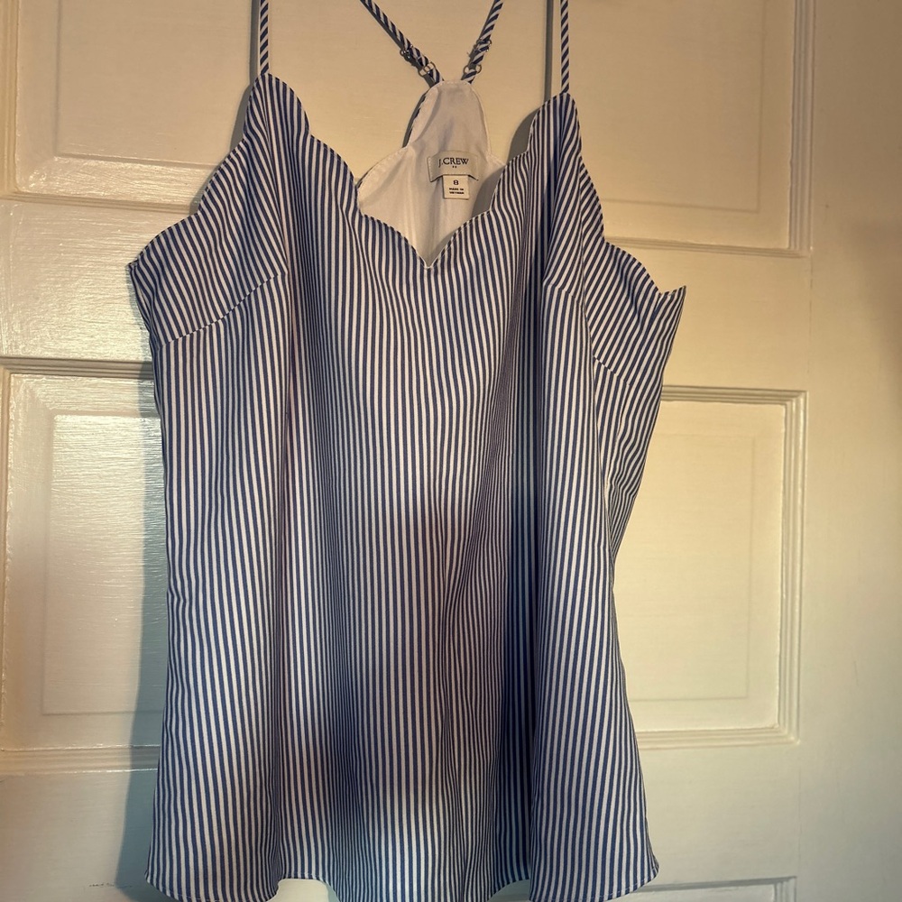 J. Crew - scalloped Blue Striped Women's Top